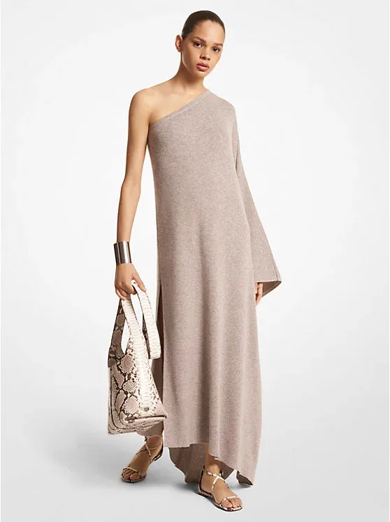 Cashmere One-Shoulder Caftan