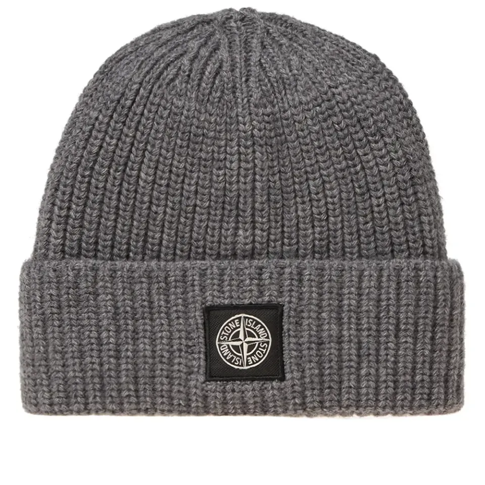 Rib Knit Patch Logo Beanie