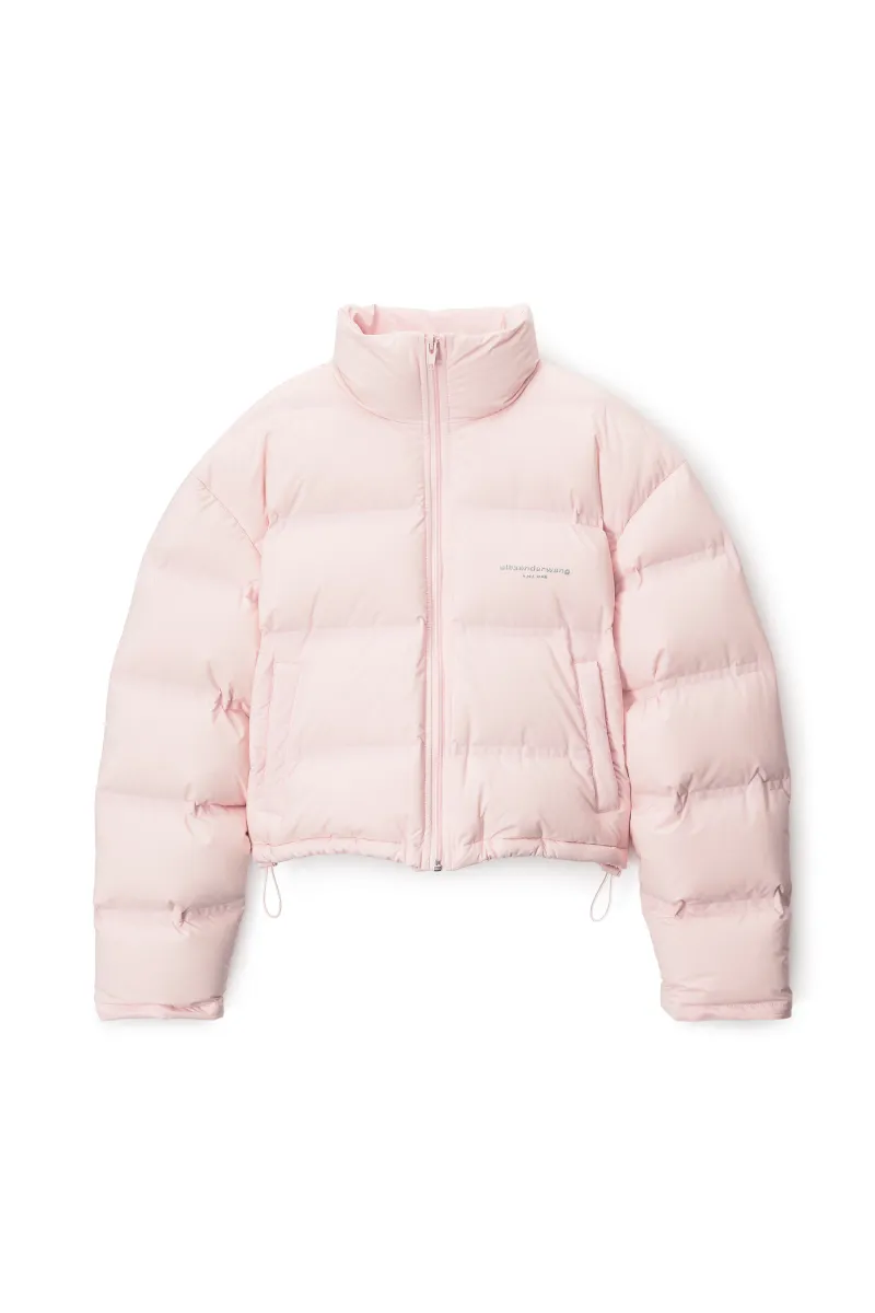 Pink Logo Reflective Puffer Coat