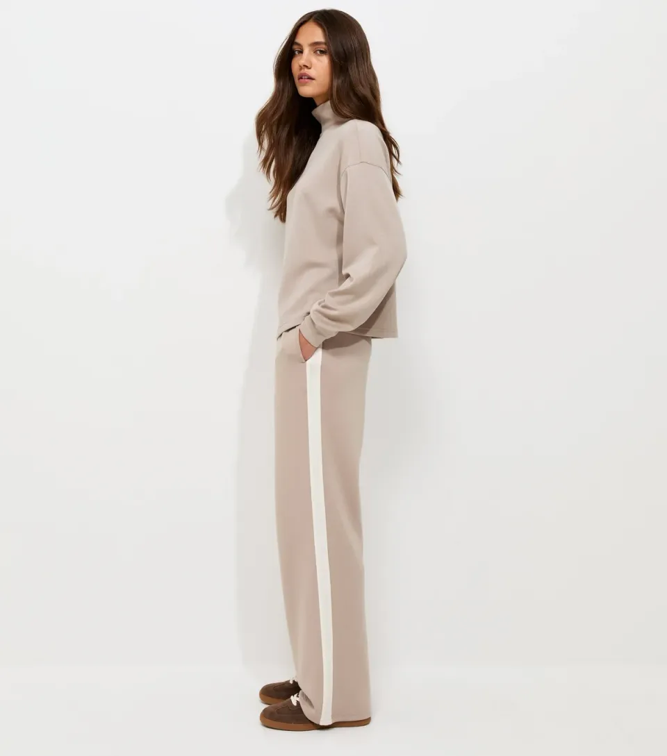 Women's Premium Mink Side Stripe Wide Leg Trousers