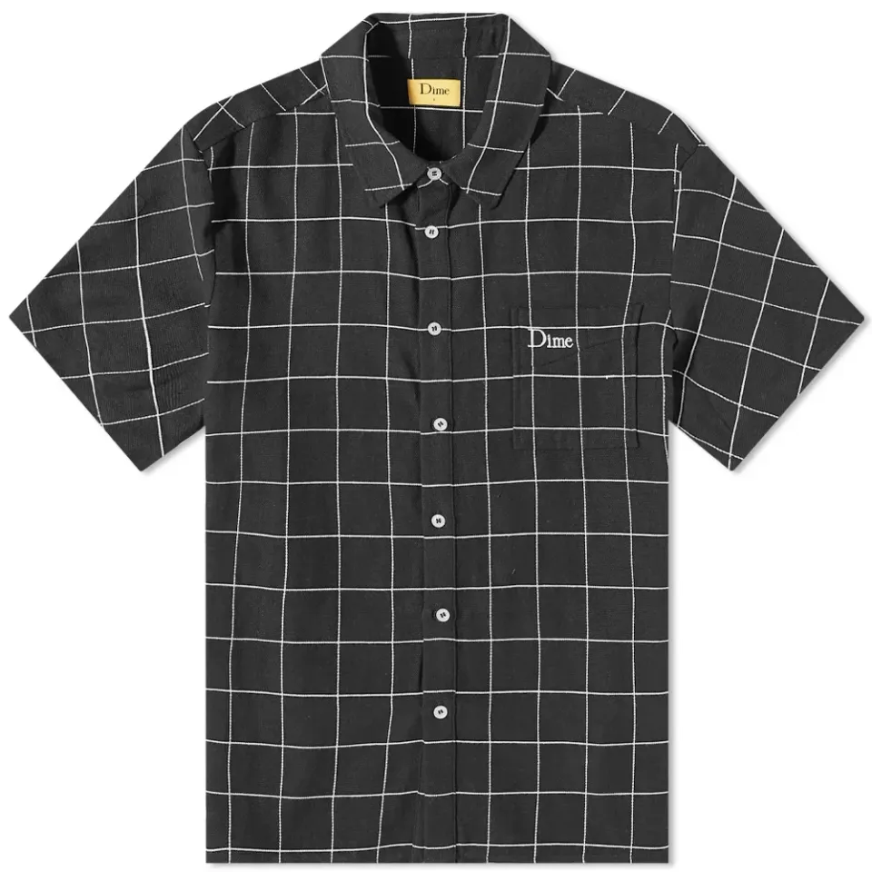 Big Chequered Linen Short Sleeve Shirt