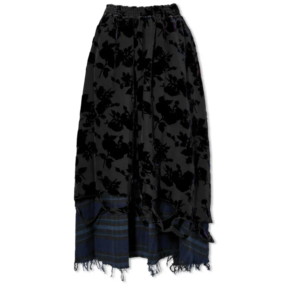 Double Layer Midi Skirt In Burn Out