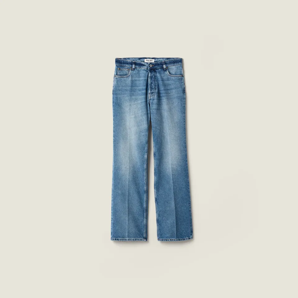 Washed denim jeans