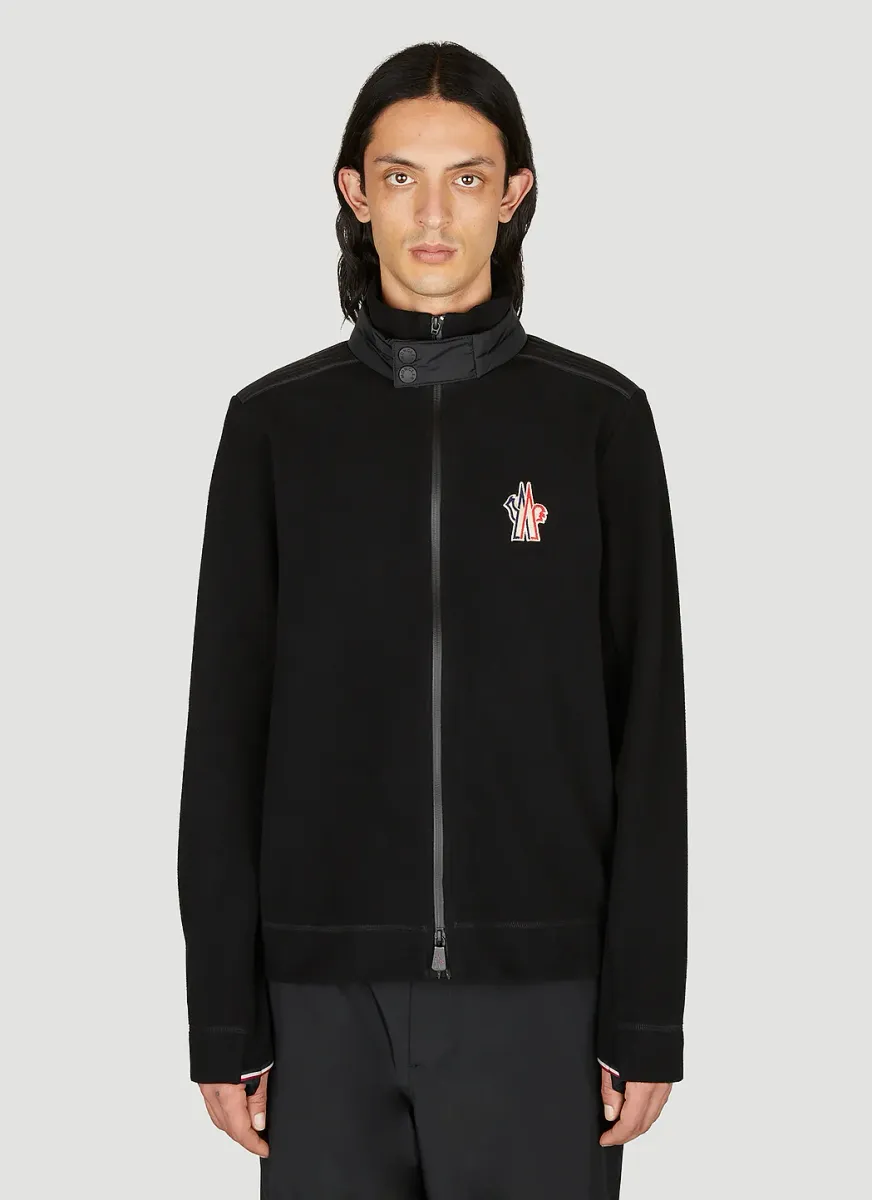 Logo Embroidery Zip-Up Cardigan