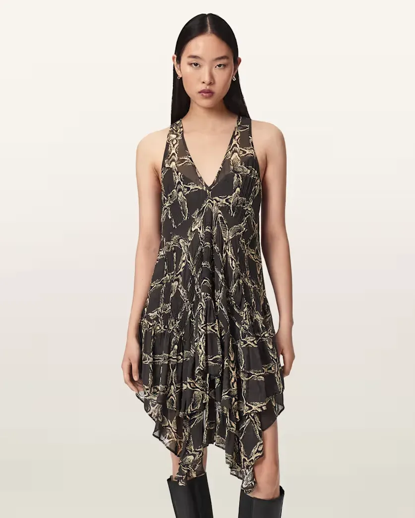 Gretel Asymmetric Tiered Midi Dress