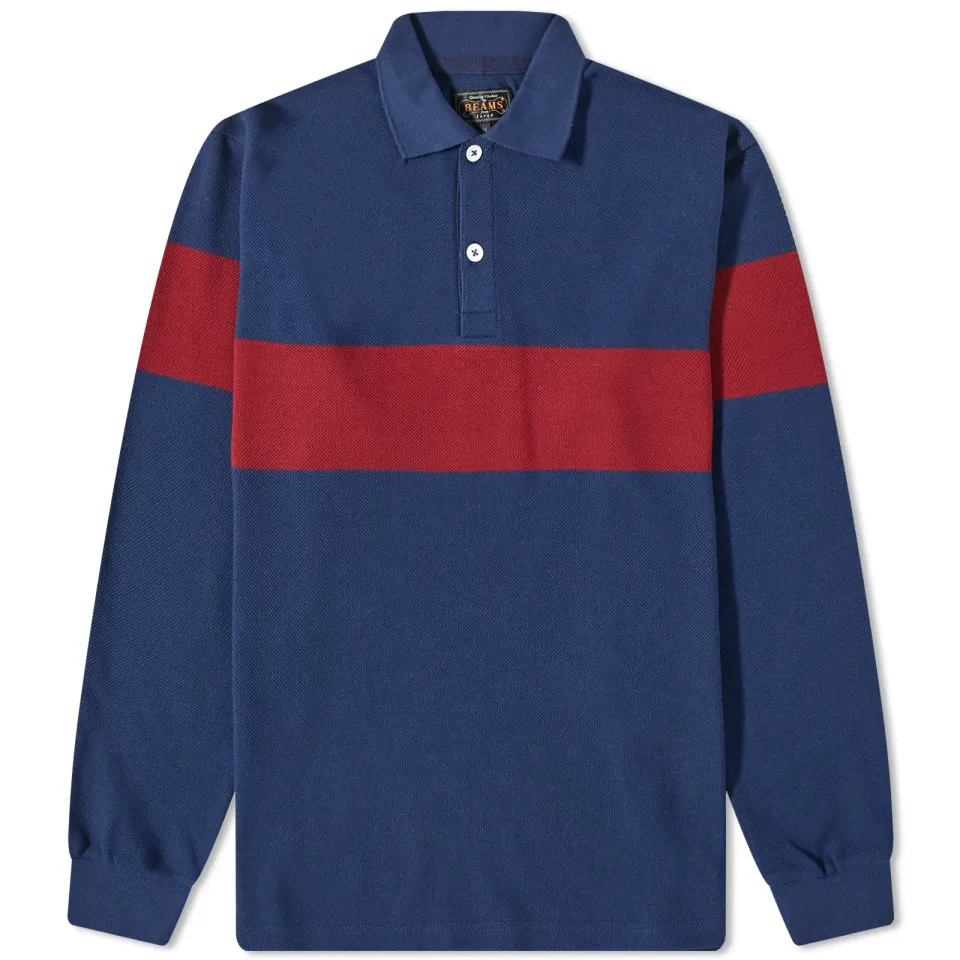 Pique Stripe Long Sleeve Polo