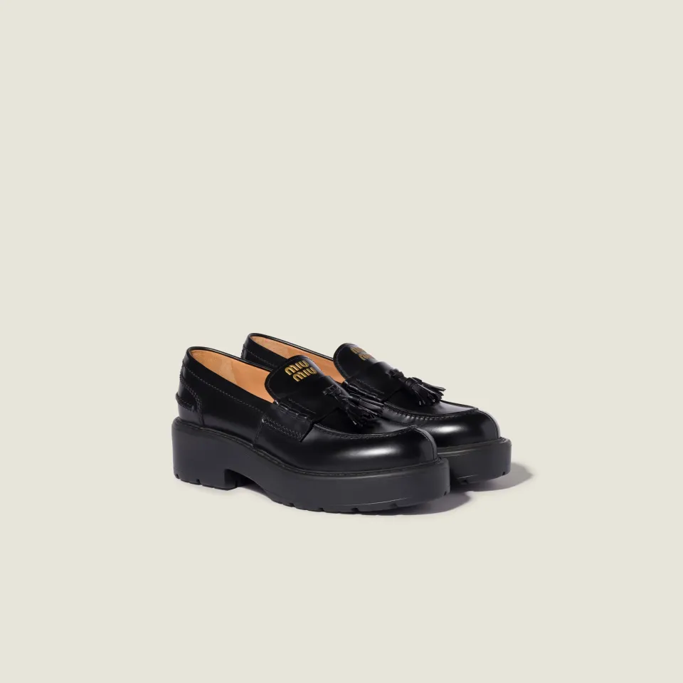 Brushed leather loafers