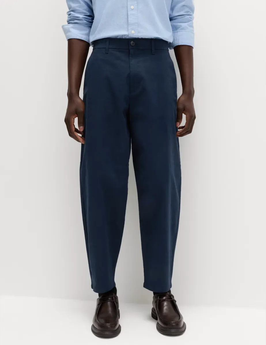 Barrel Fit Stretch Chinos Navy