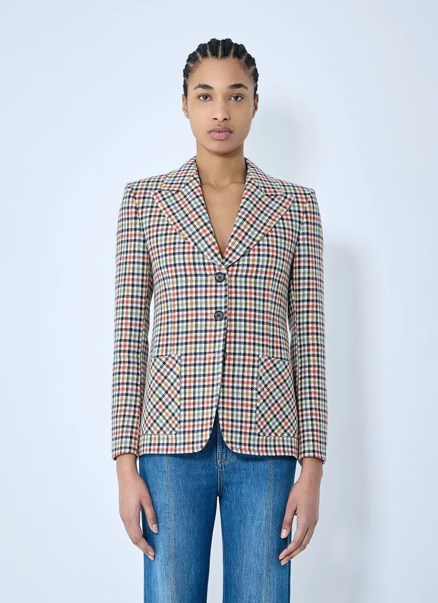 Tailored Check Wool Blazer