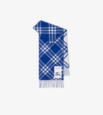 Check Cashmere Scarf in Knight blue