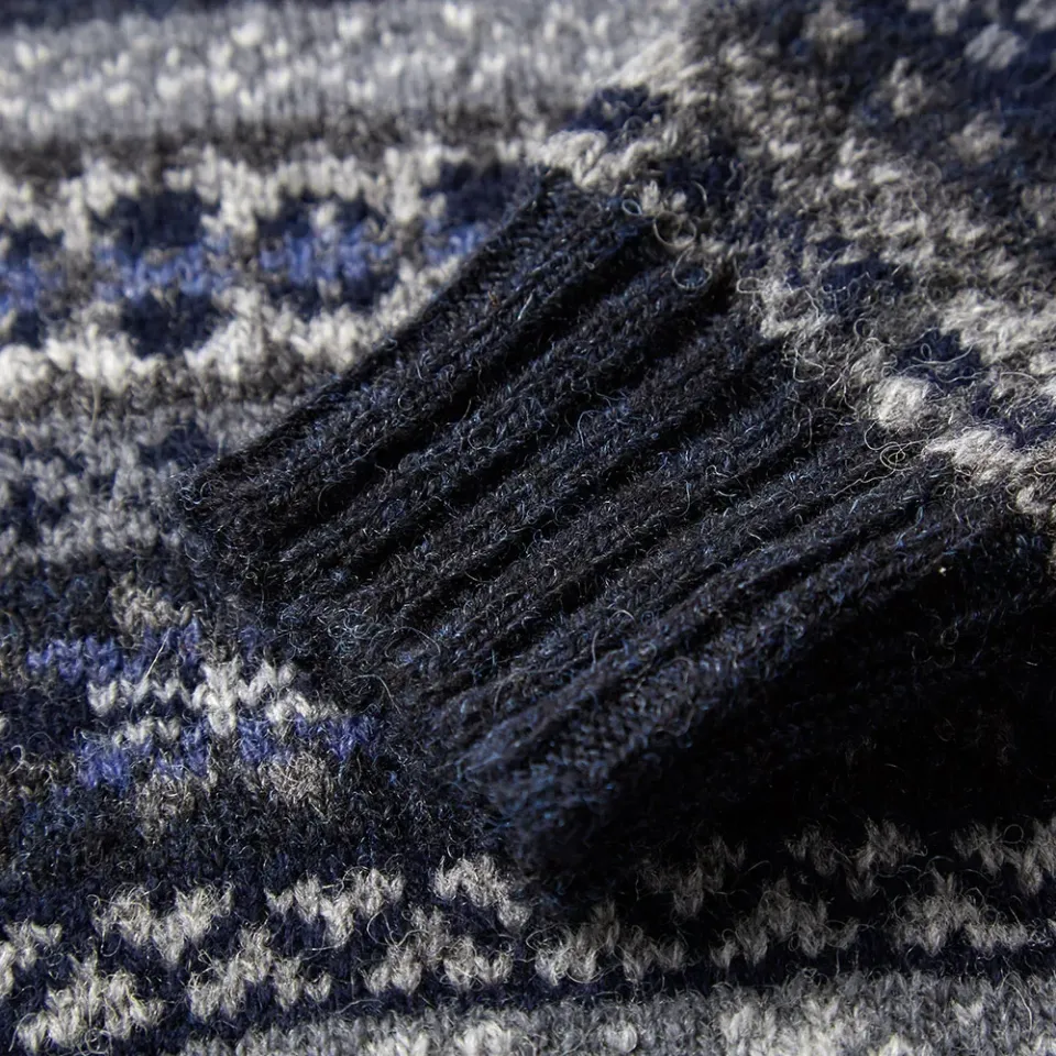 Jamieson's of Shetland Jacquard Fair Isle Shawl Neck Knit