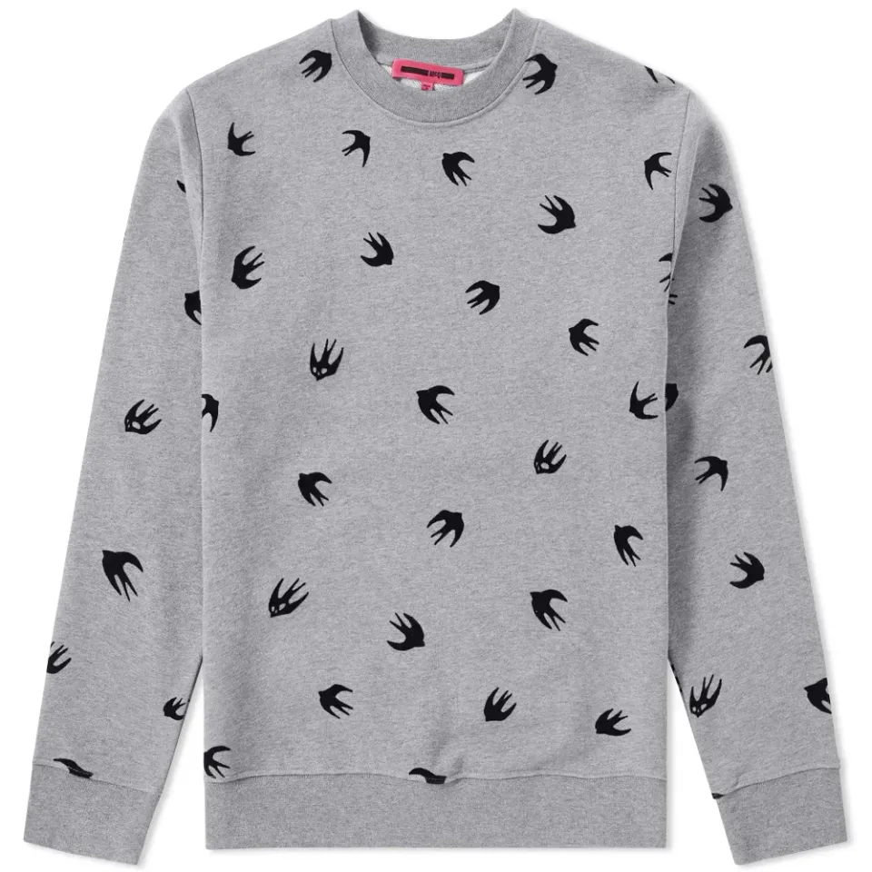 McQ by Alexander McQueen Flocked Swallow Crew Sweat