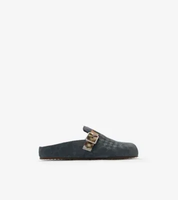 Check Suede Urchin Clogs in Wave blue