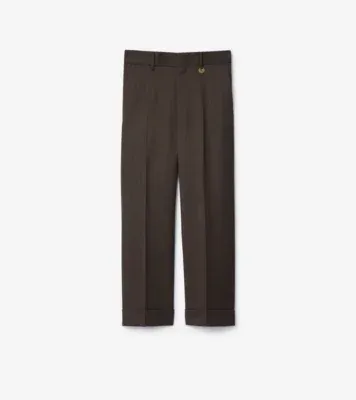 Wool Tailored Trousers in Carbon grey/dark mink