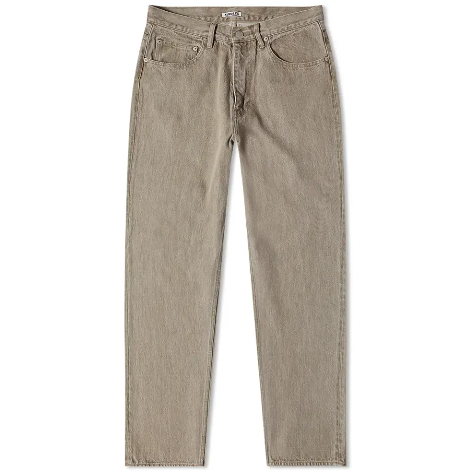 Washed Twist Denim Wide Jeans