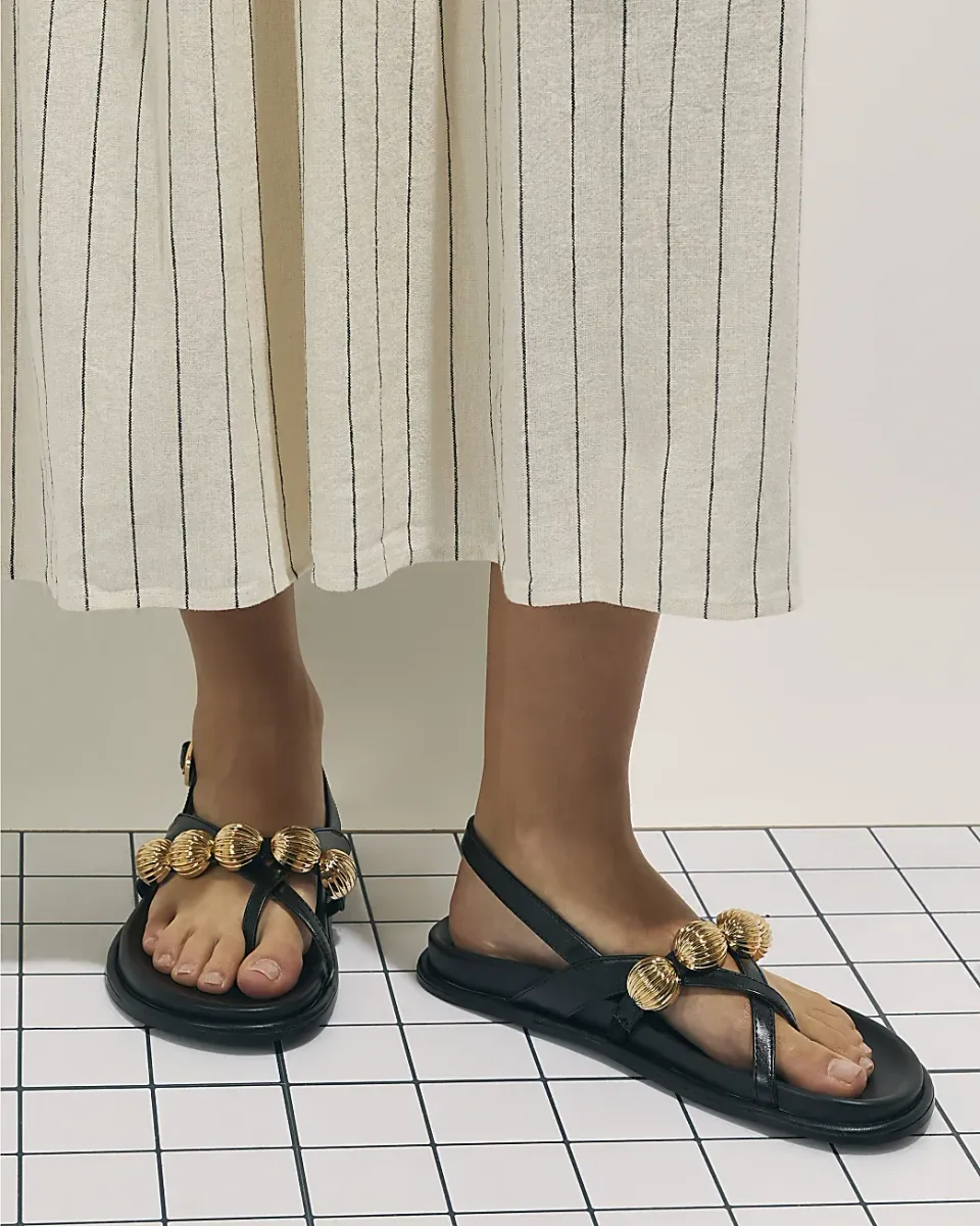 Gold Ball Strap Footbed Sandals