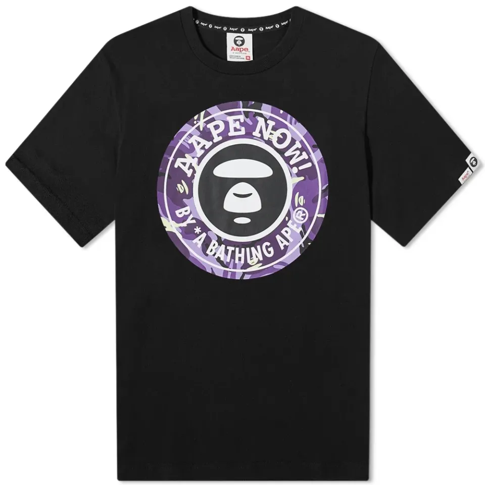 AAPE Purple Glow Camo Moon Face T-Shirt