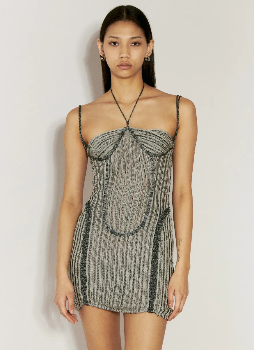 Petal Open-Knit Mini Dress