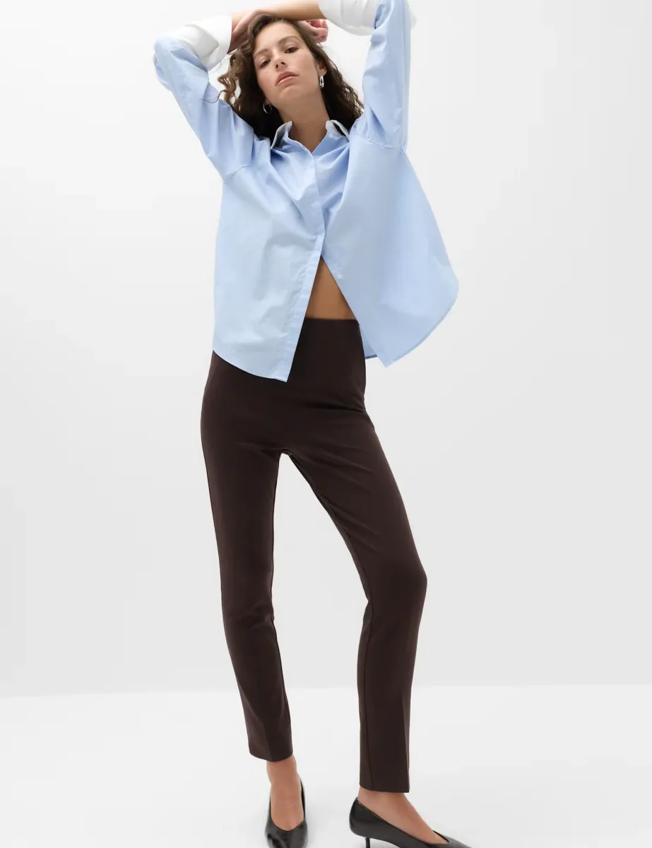 Slim Fit Ankle Grazer Trousers Chocolate