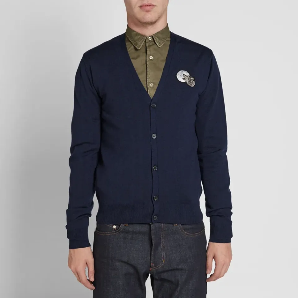 AMI Wolf Patch Cardigan