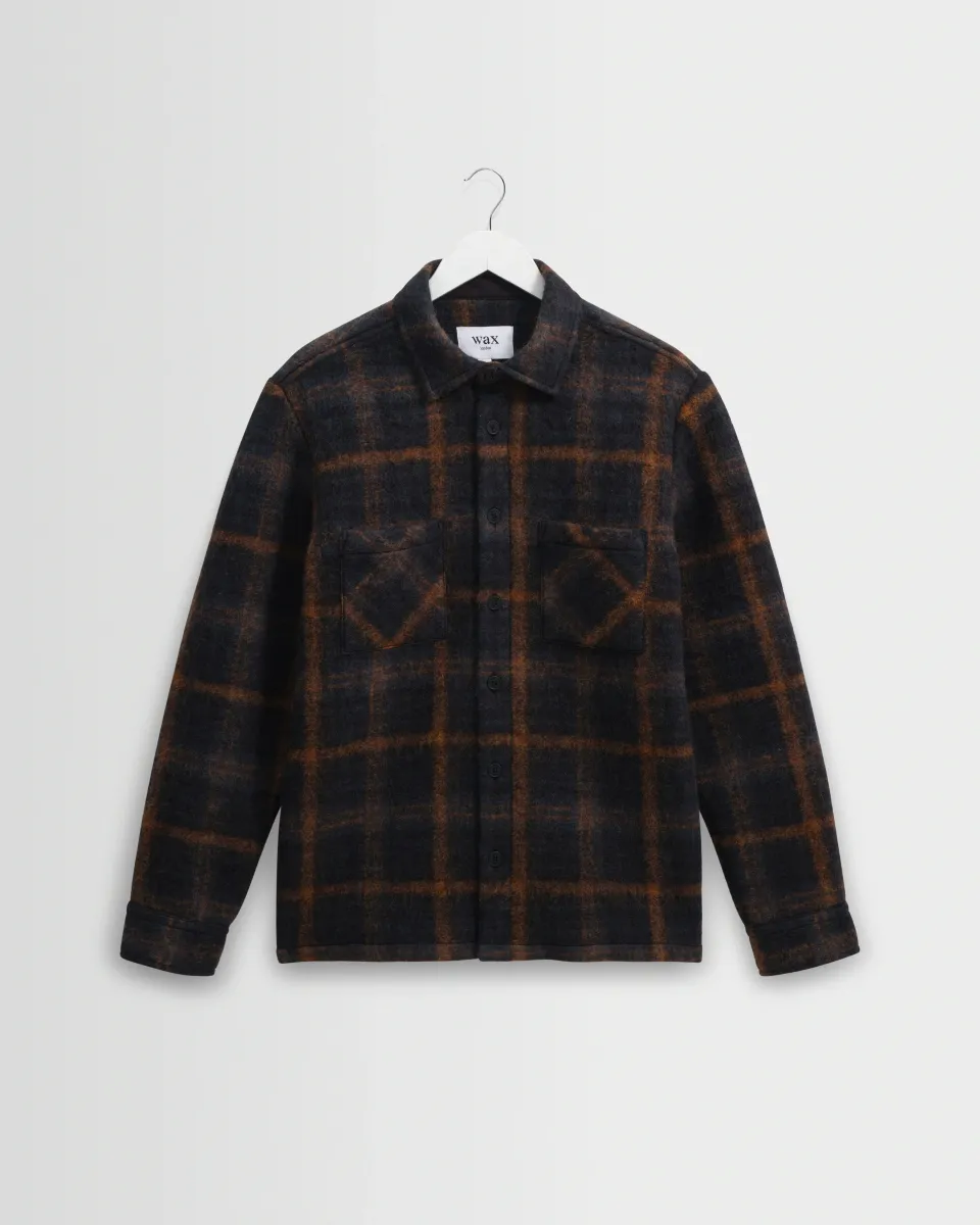 Whiting - Teal and Orange Drawn Check Wool Overshirt