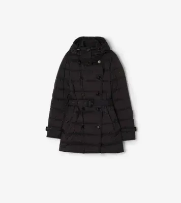 Short Nylon Audley Puffer Coat in Black