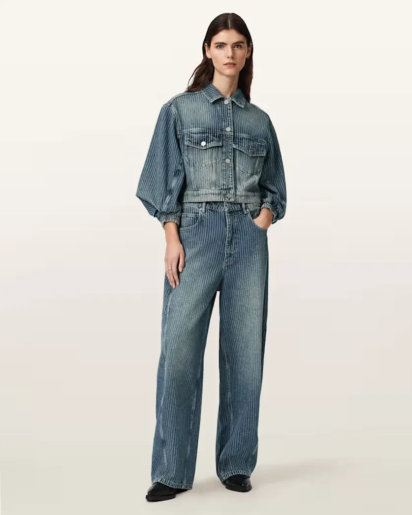 Carter Stripe Mid Rise Denim Jeans