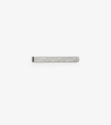 Engraved Check Tie Bar in Silver