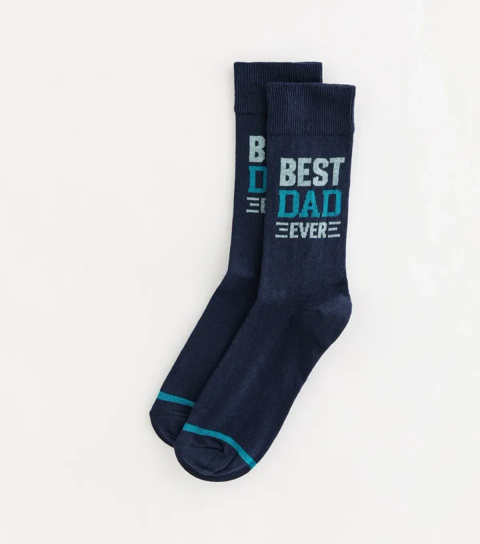 Men's Navy Best Dad Ever Socks