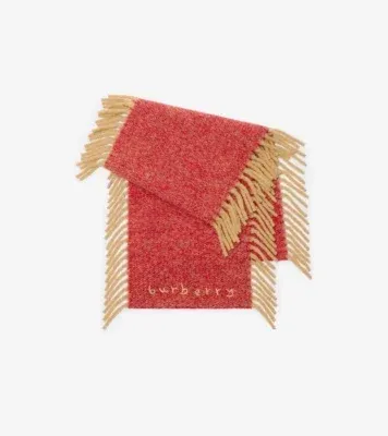 Alpaca Wool Blend Happy Scarf in Sand beige/post red