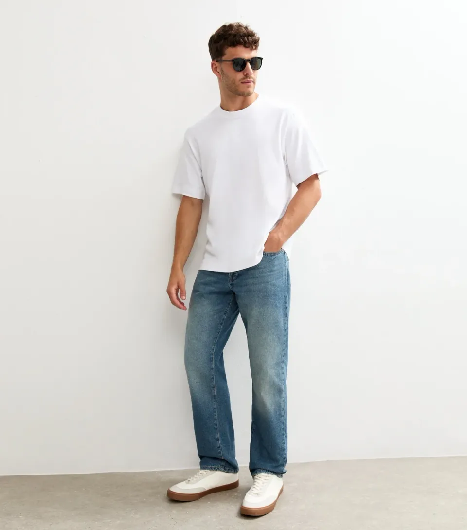 Men's Blue Straight Leg Denim Jeans