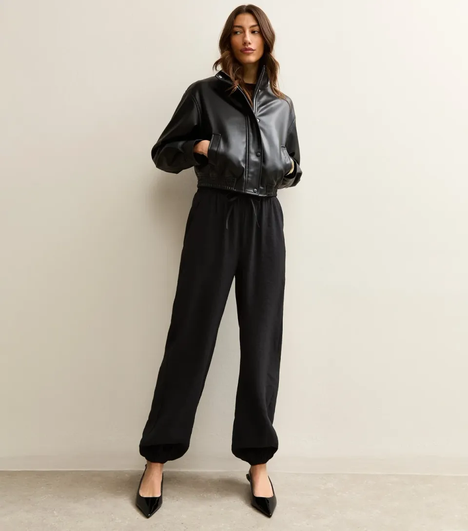 Women's Tall Black Drawstring Cuffed Joggers