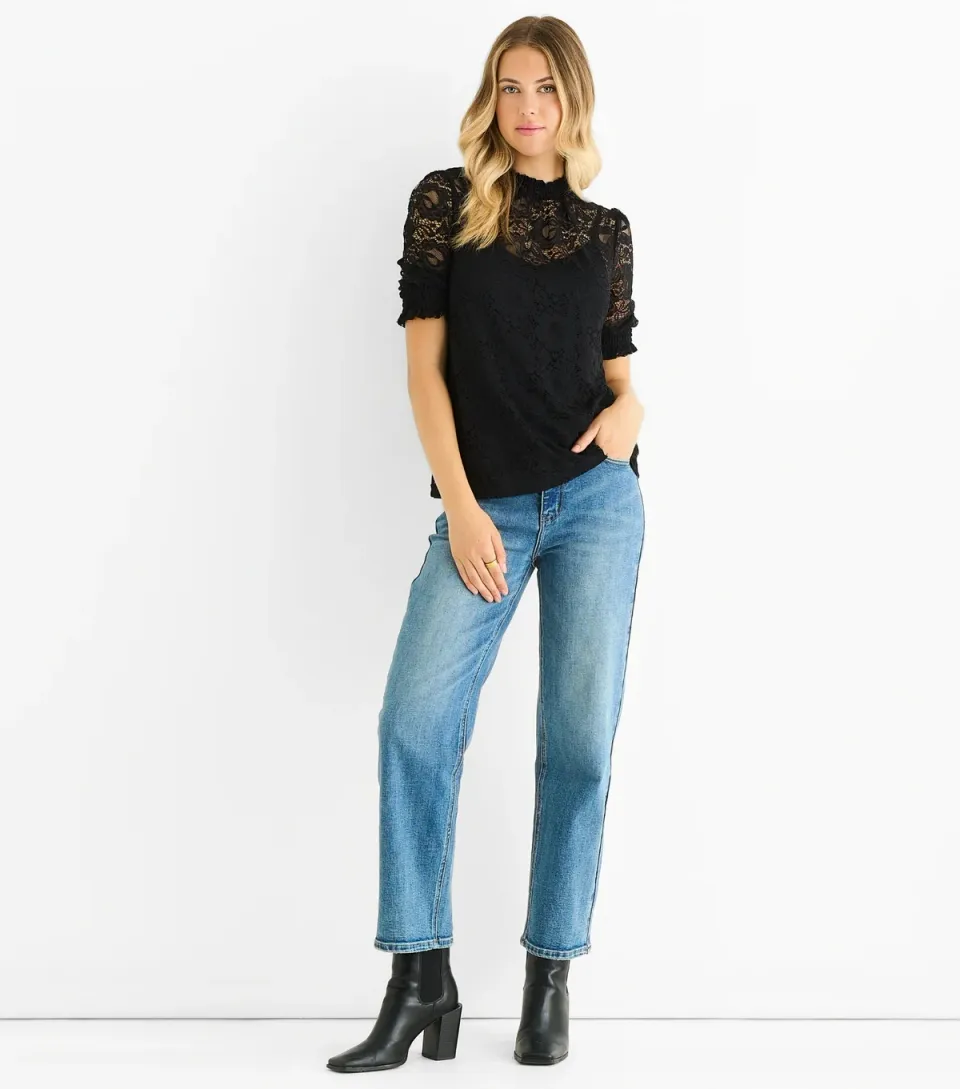 Women's High Neck Lace Blouse