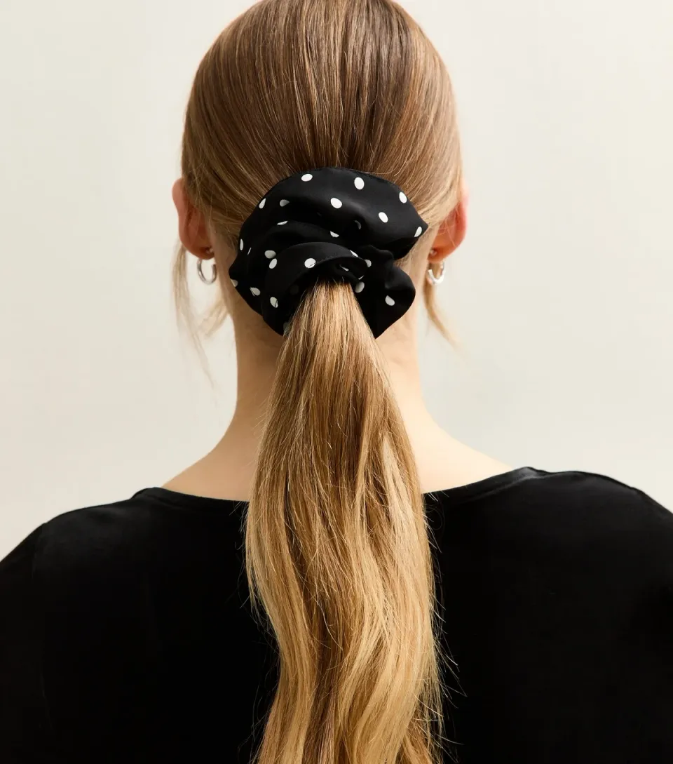 Black Polka Dot Scrunchie
