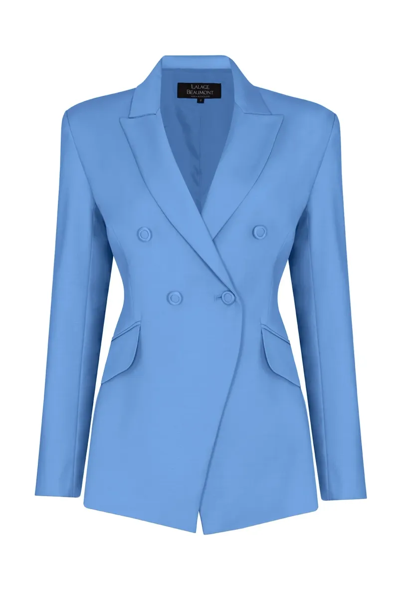 Imogen Jacket in China Blue Wool Faille