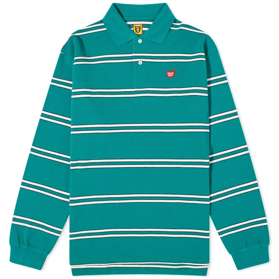 Long Sleeve Striped Polo Shirt
