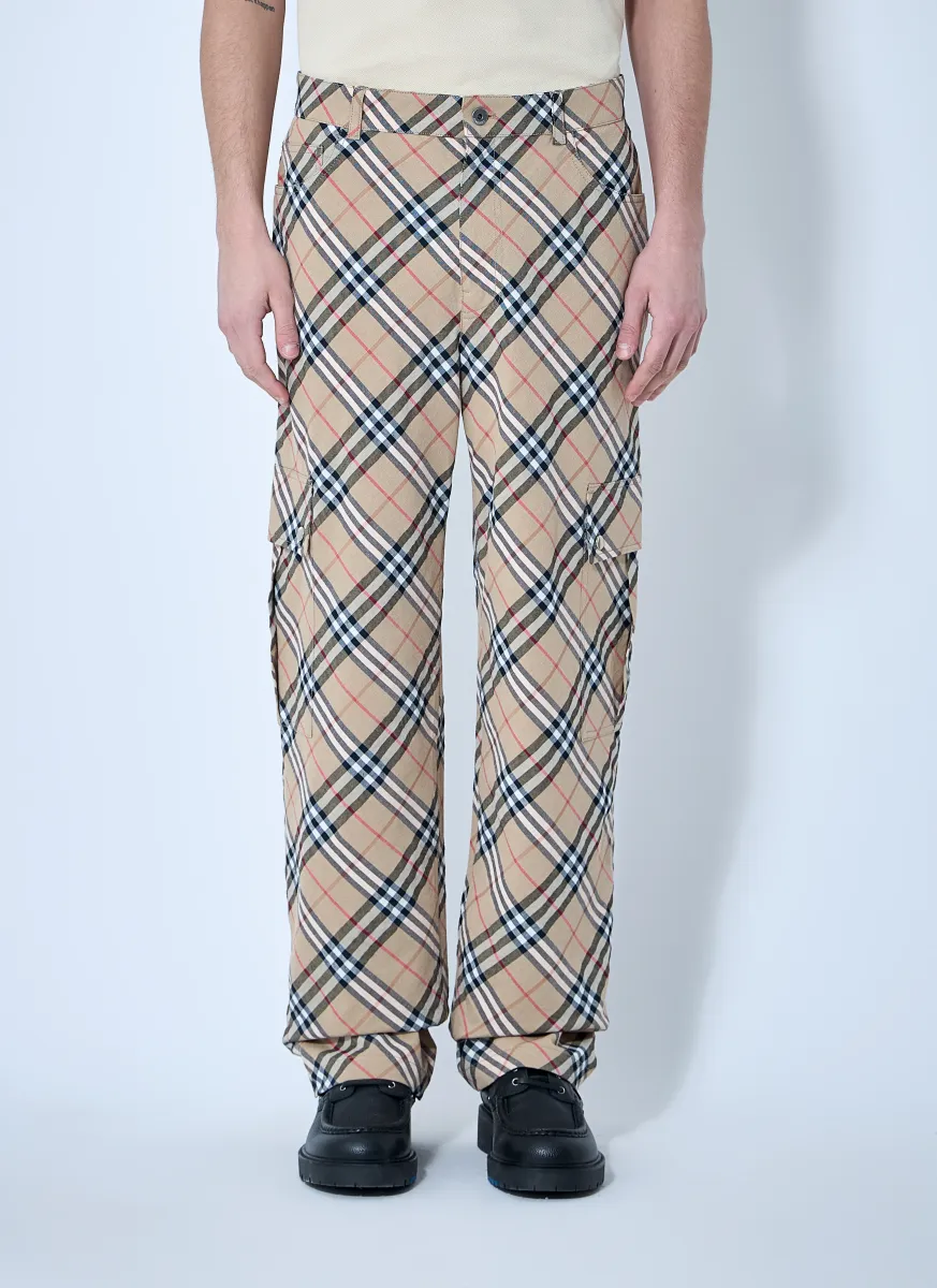 Check Linen-Blend Pants