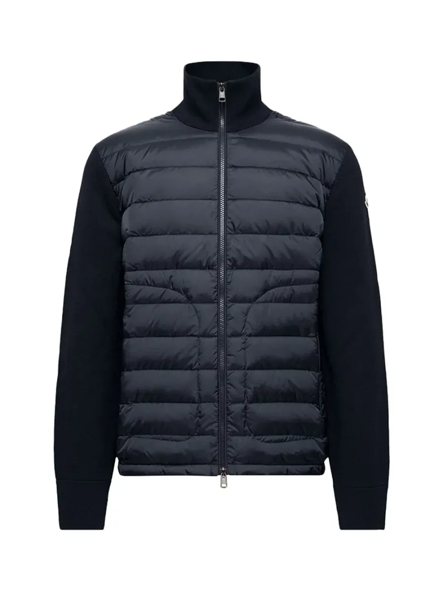 Men Padded Zip-Up Cardigan Navy