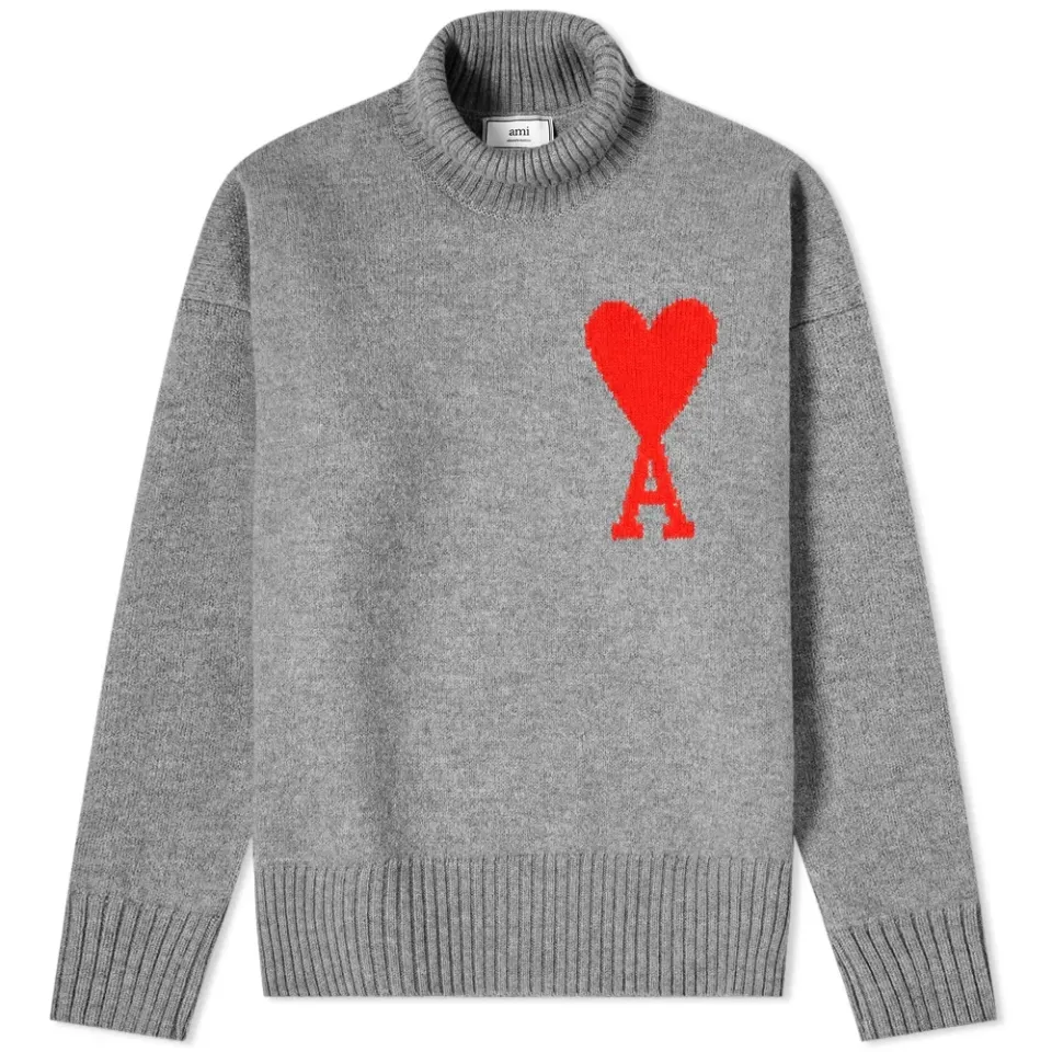 AMI Big Heart Roll Neck Knit