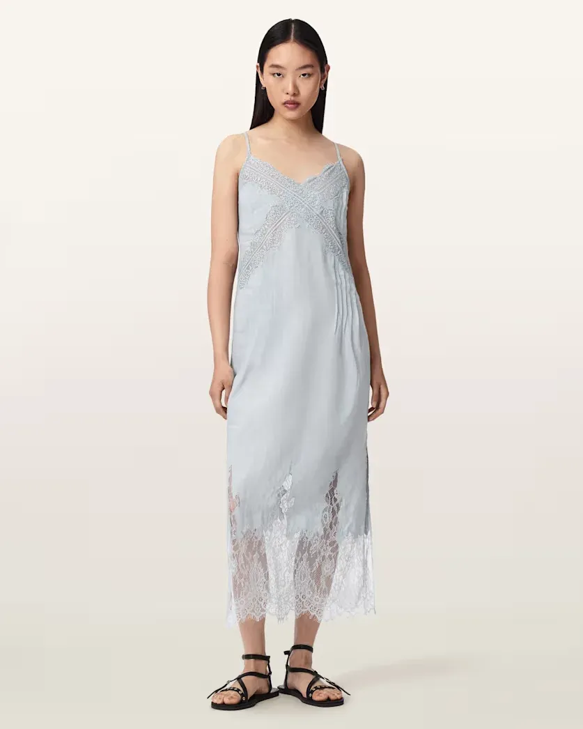 Samia Linen Lace Midi Dress