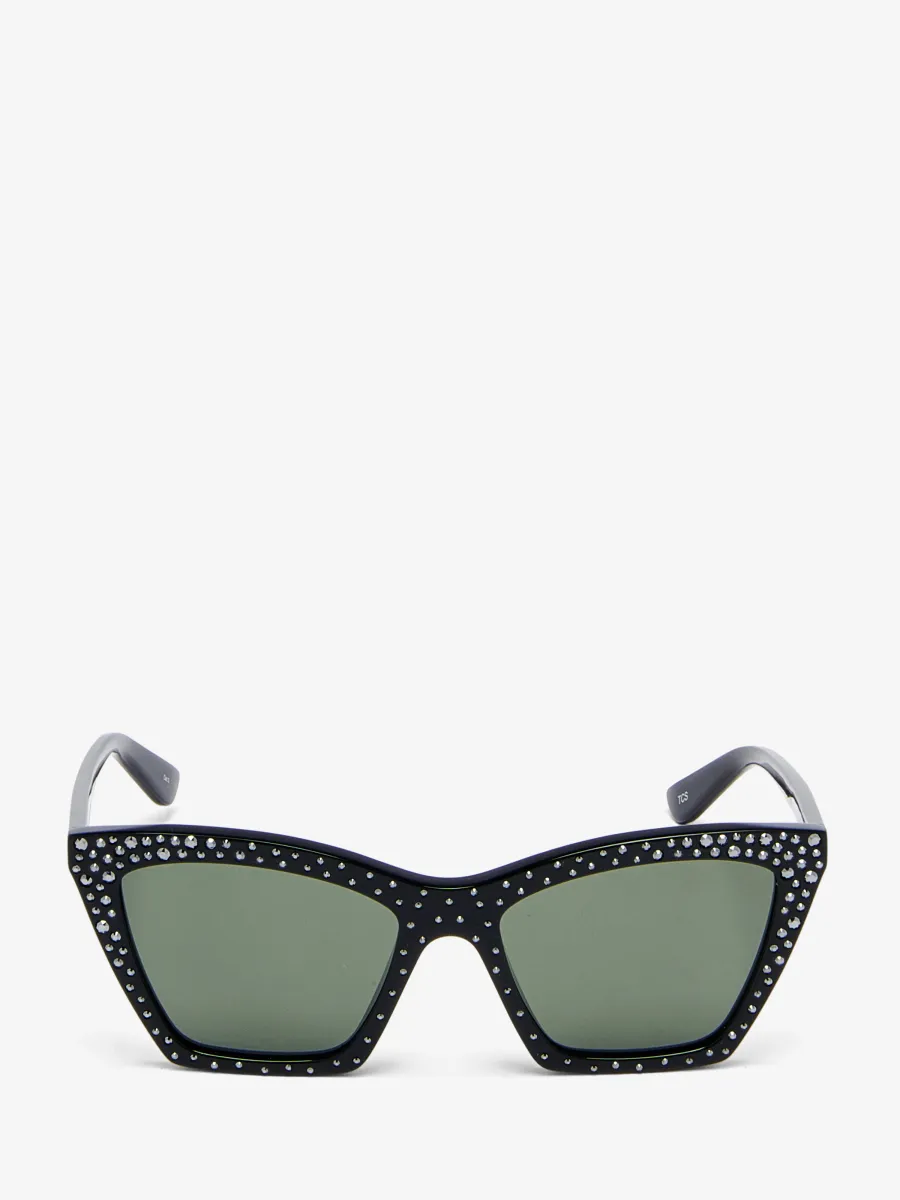 Spike Geometric Cat-eye Sunglasses with Crystals