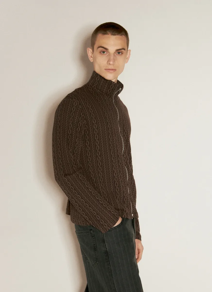 Shrunken Full Zip Polo Cardigan