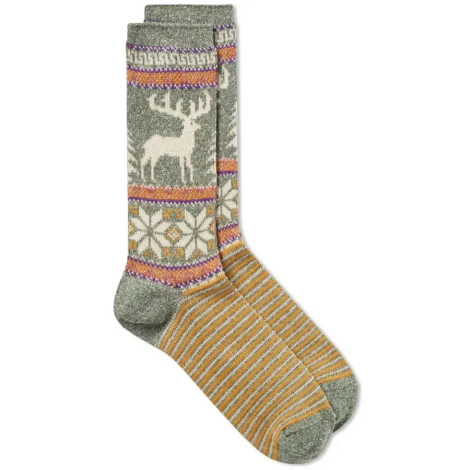 Deer Snow Jacquard Crew Sock