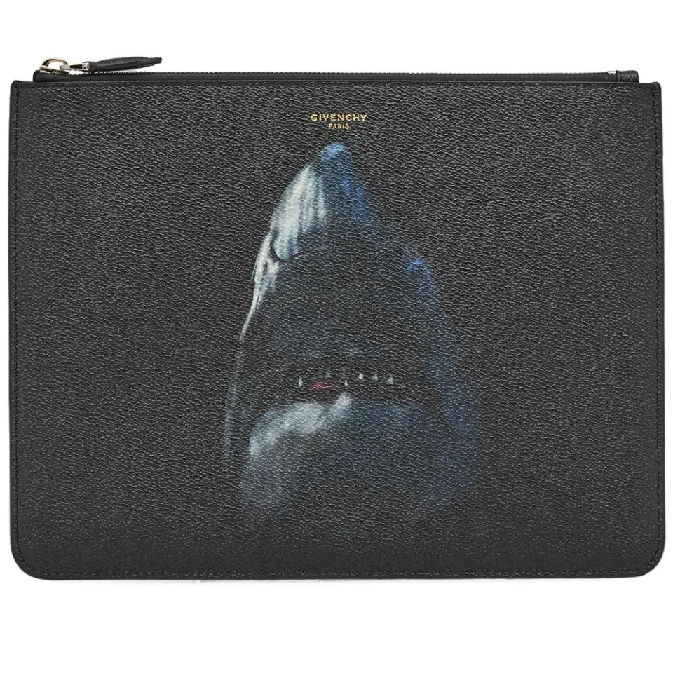 Large Shark Print Zip Pouch