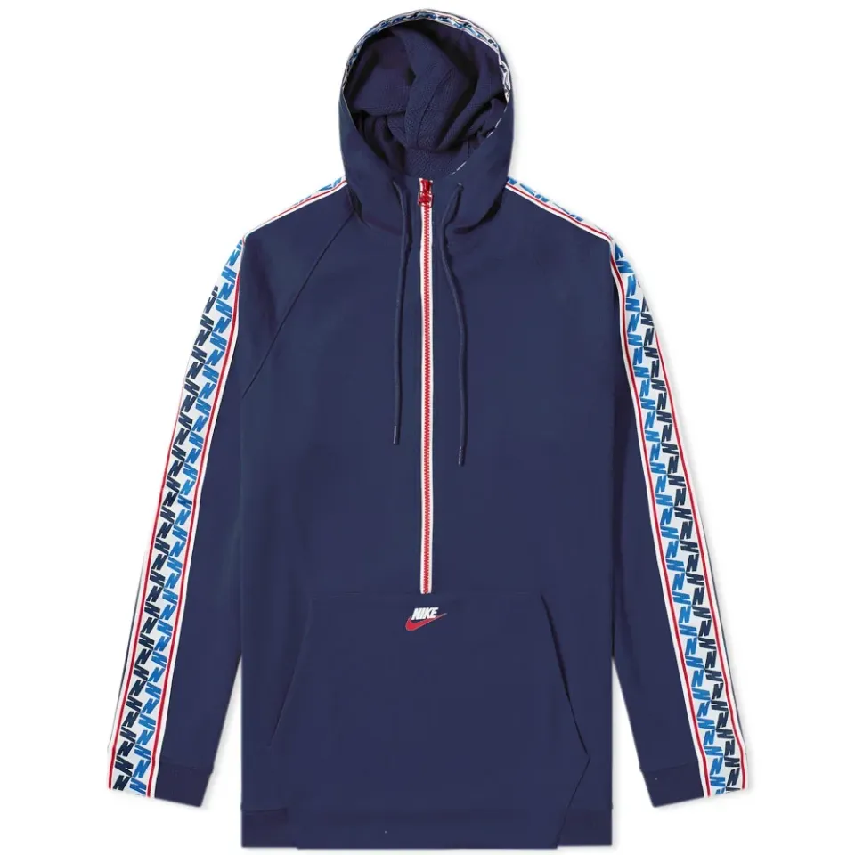 Taped Poly Half Zip Hooded Sweat