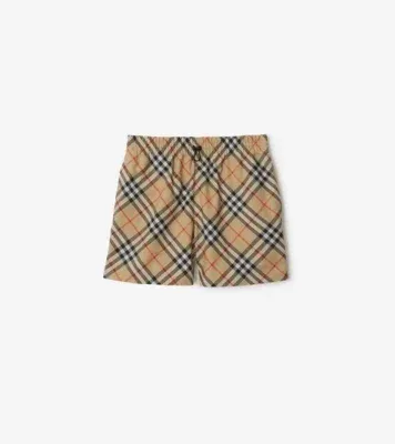 Check Shorts in Sand beige - Women, Nylon