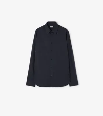 Slim Fit Cotton Shirt in Navy black