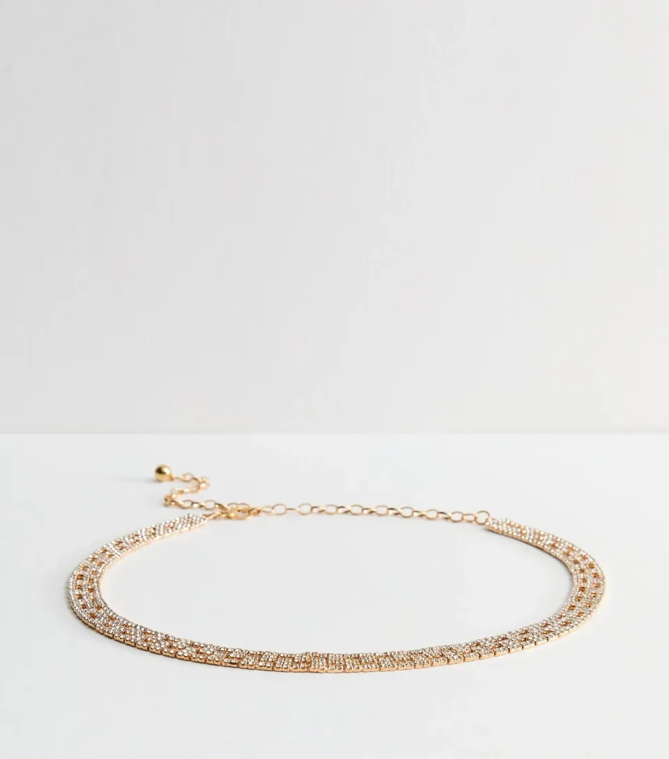 Gold Tone Diamanté Chain Belt