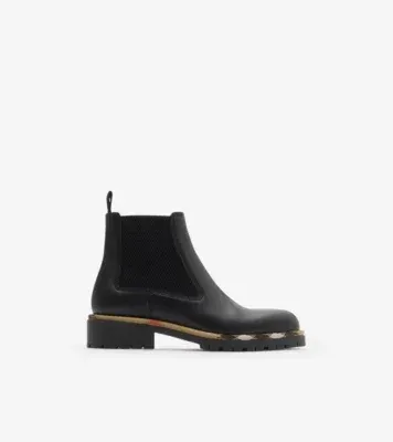 Leather Gravel Chelsea Boots​ in Black
