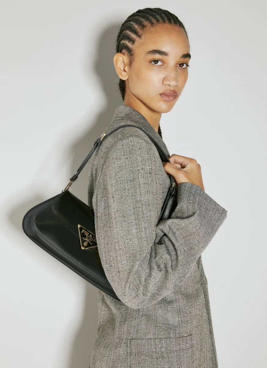 Logo Plaque Baguette Shoulder Bag